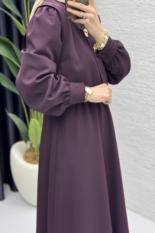 Robe avec gilet prune