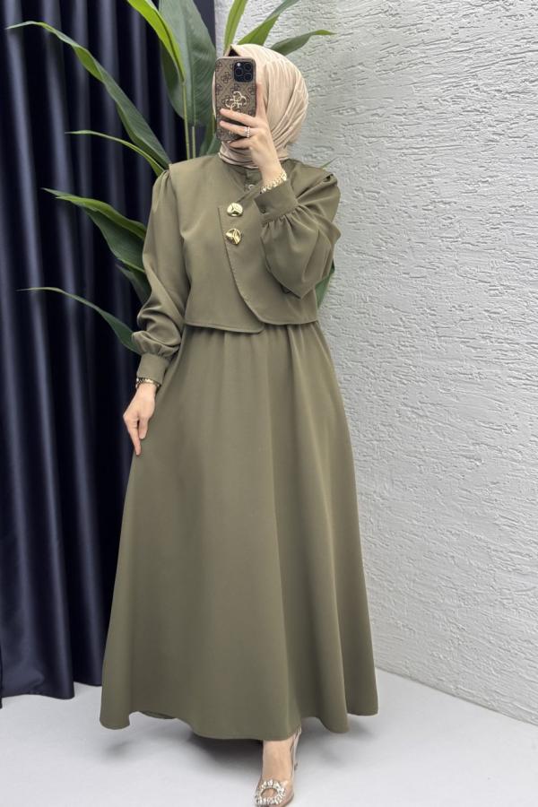 Robe avec gilet kaki