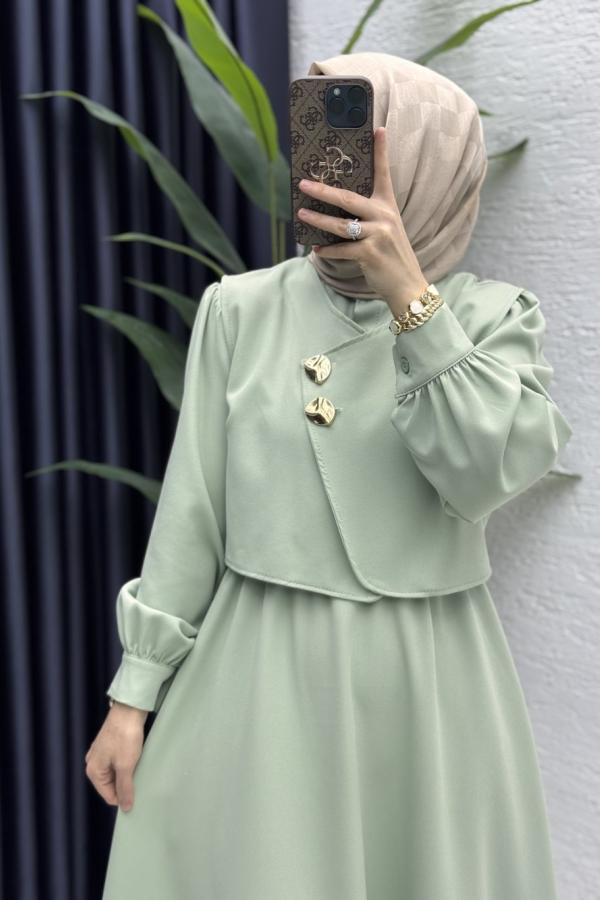 Kleid mit Weste Mint