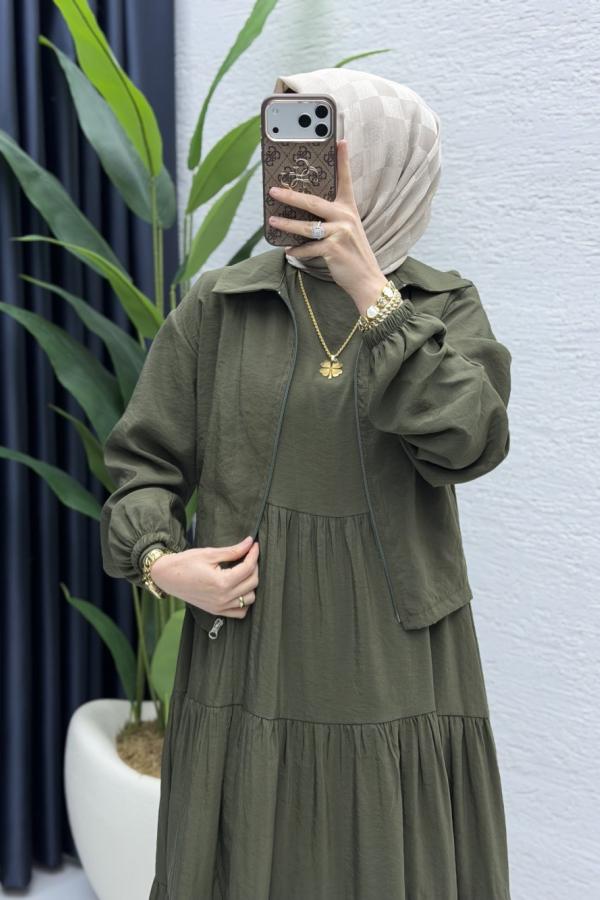 Ahzen Kleid Khaki