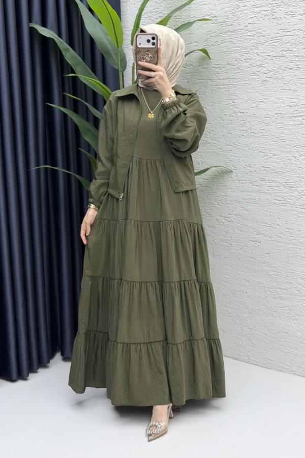 Ahzen Kleid Khaki