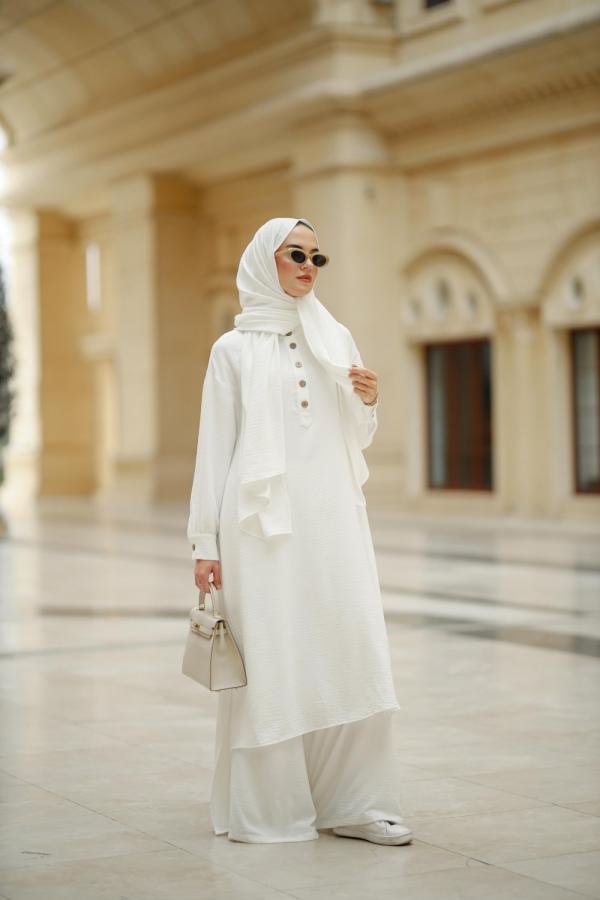 Ensemble Tesettur Paye blanc