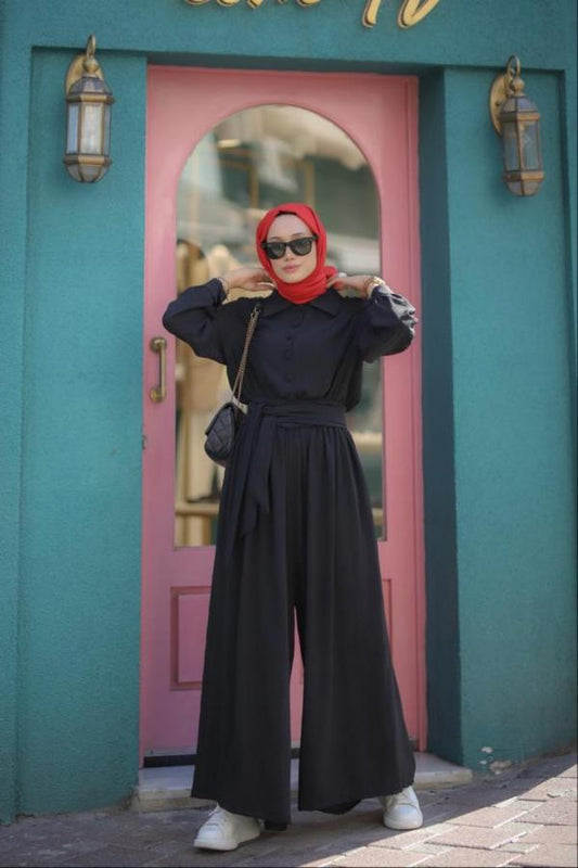 Kuşaklı Tulum siyah