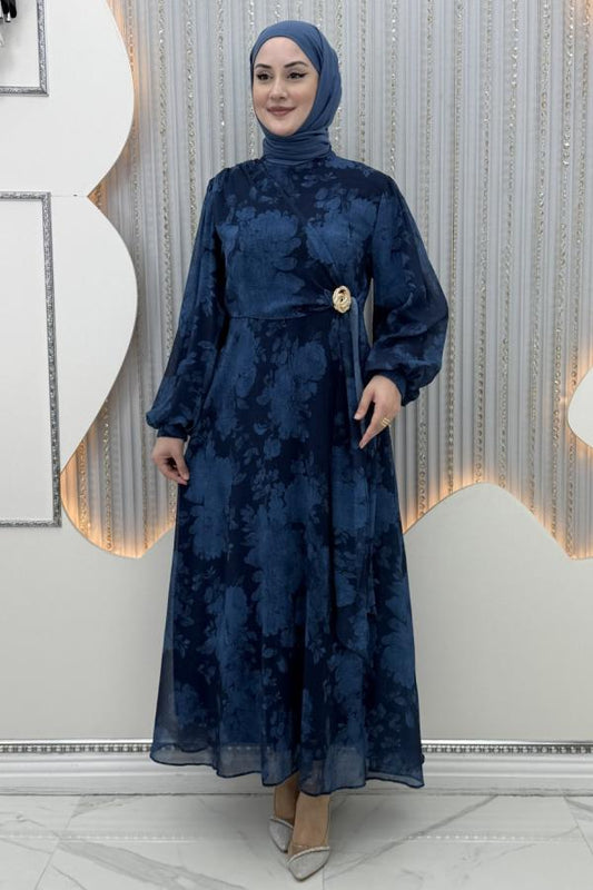 Bahar şifon Elbise lacivert