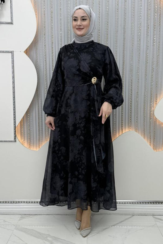 Bahar şifon Elbise siyah