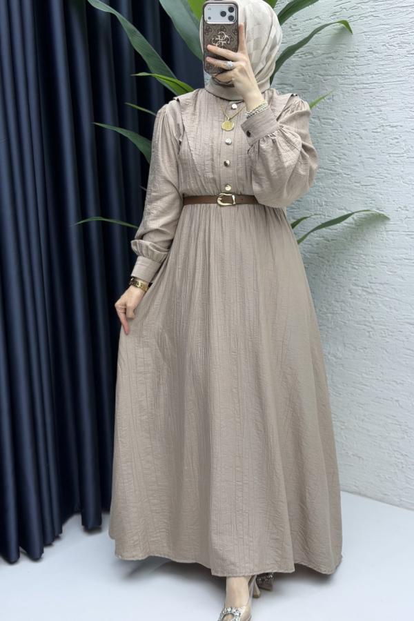 Sare Tesettür Kleid Latte