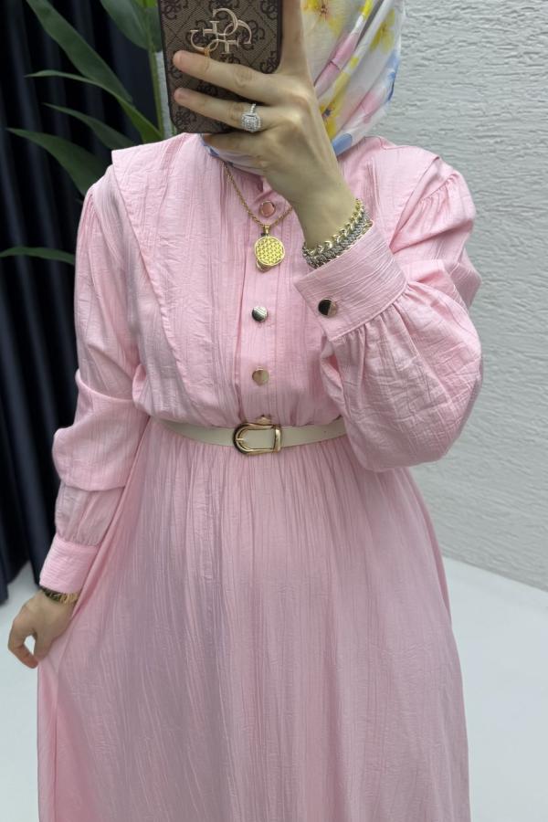 Sare tesettur Elbise pembe