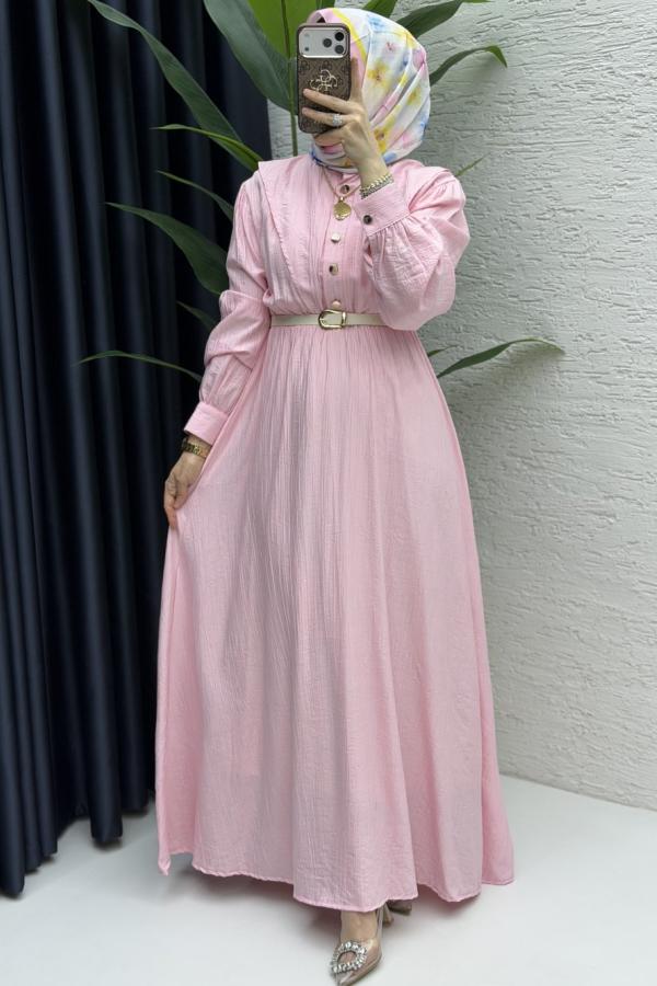 Sare tesettur Elbise pembe
