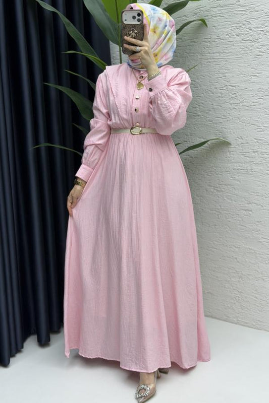 Sare tesettur Elbise pembe