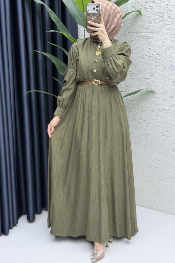 Sare modest dress in khaki