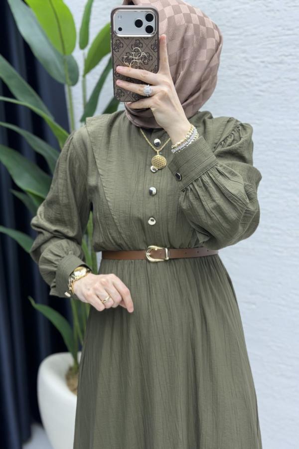 Sare modest dress in khaki