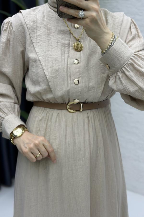 Sare modest dress in stone color