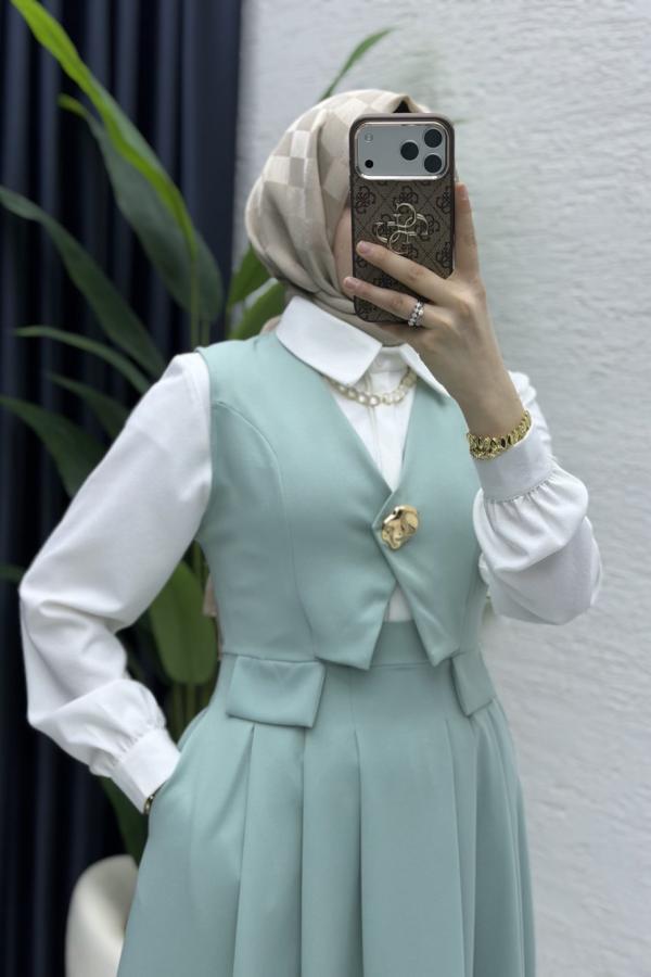 Peri jile Elbise mint yeşili