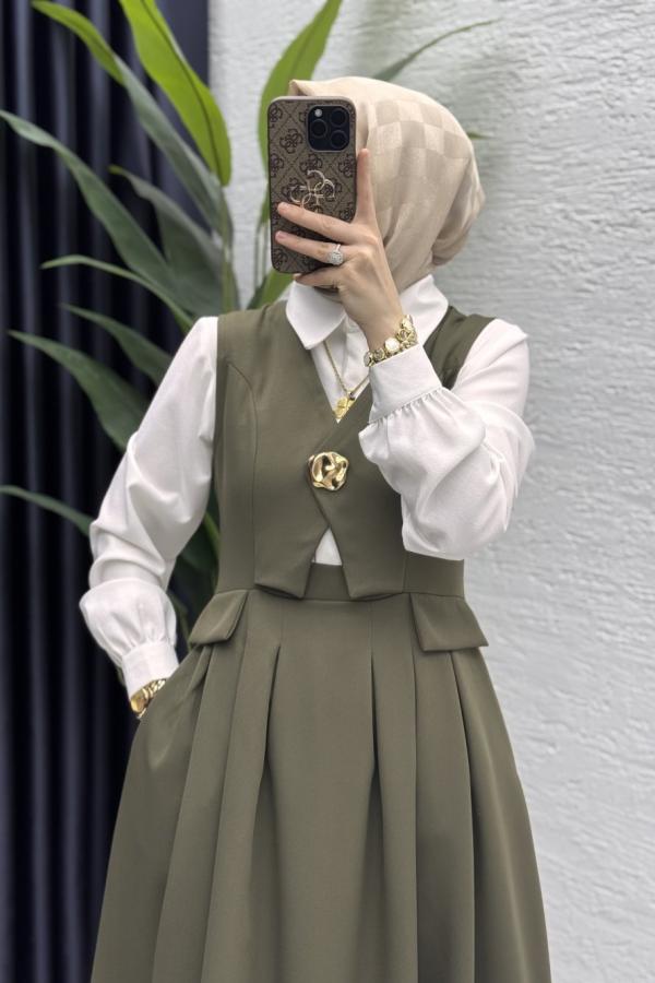 Peri jile Elbise haki