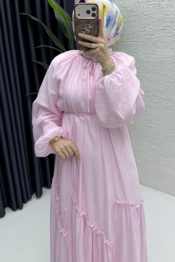 Vual ipek Elbise pembe
