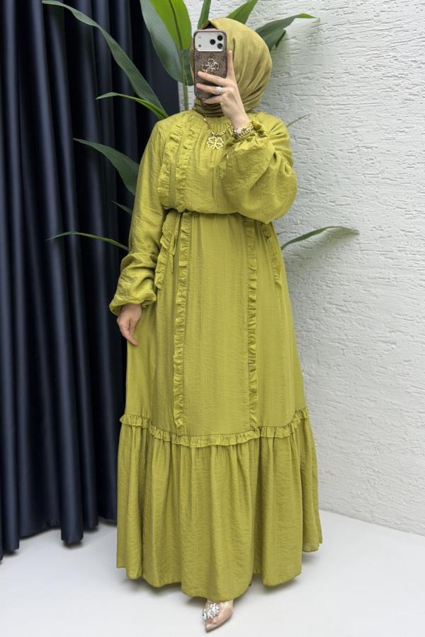 Prenses Elbise olive