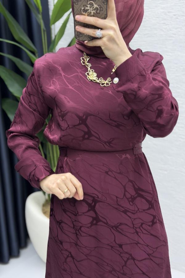 Saten Elbise bordo