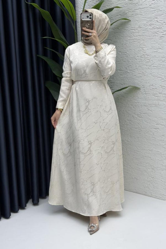 Satin Kleid in Steinfarbe