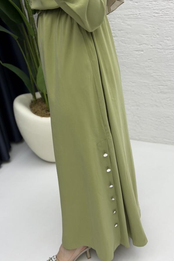 Aslı Tesettür Elbise olive