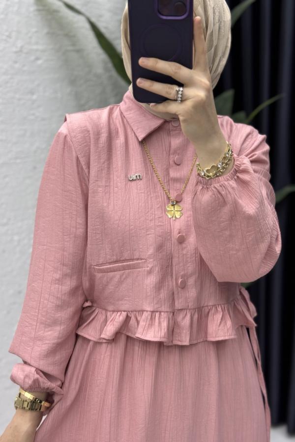 Hüsne Elbise pembe