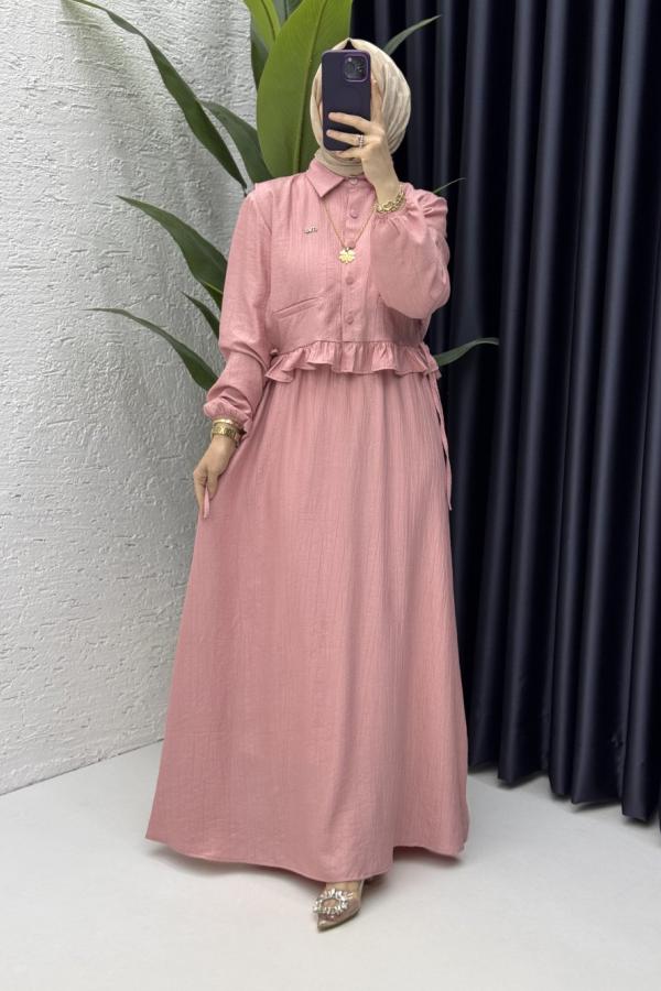 Hüsne Elbise pembe