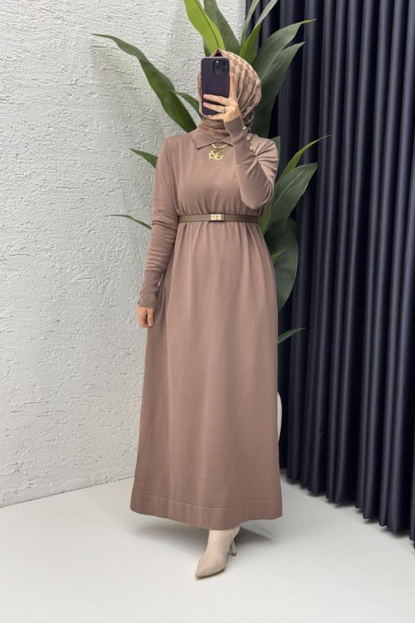 Sema merserize Elbise gül kurusu