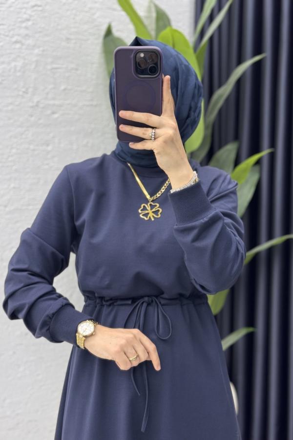 Esra tesettur Elbise lacivert