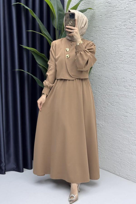 Bolerolu Elbise camel