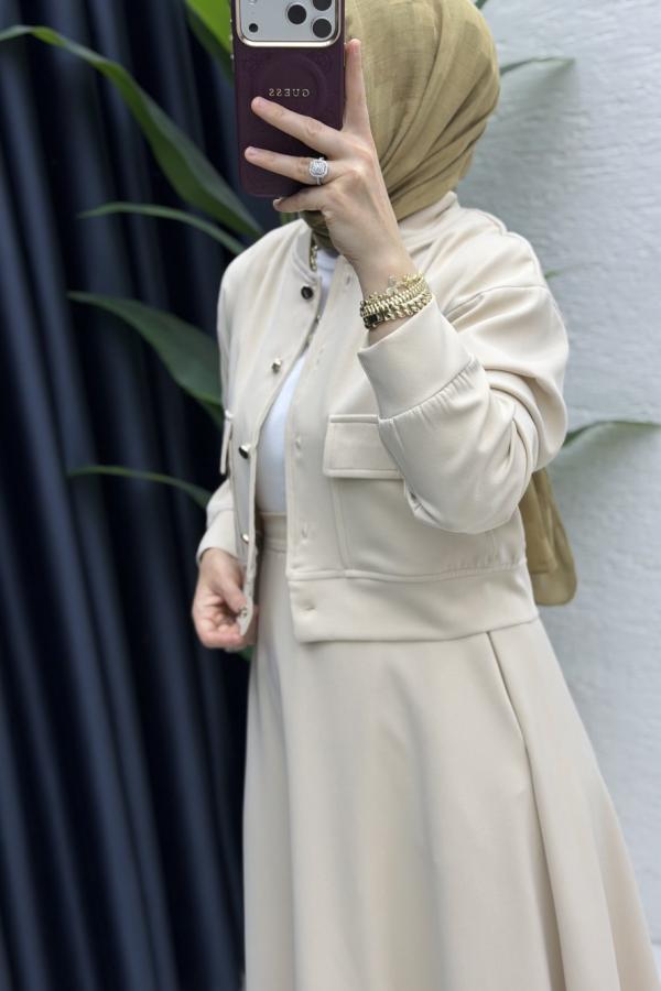 Nazlı Etekli Takım taş rengi