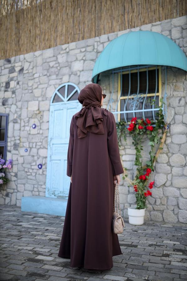 Tesettür Ayla Elbise kahverengi