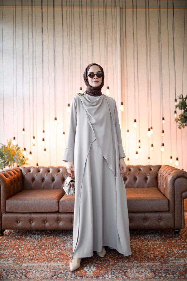 Tesettür Ayla Kleid Stein