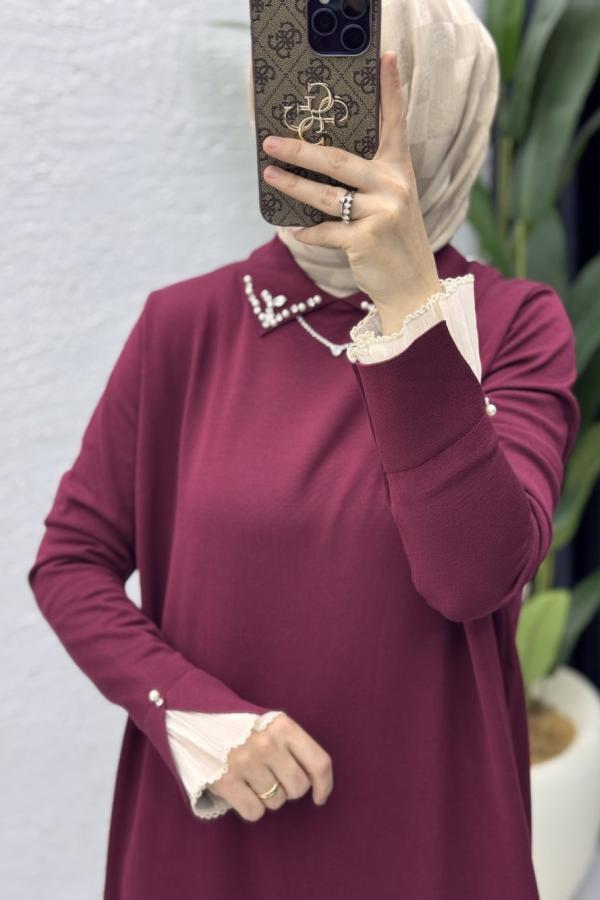 Merserize Elbise bordo