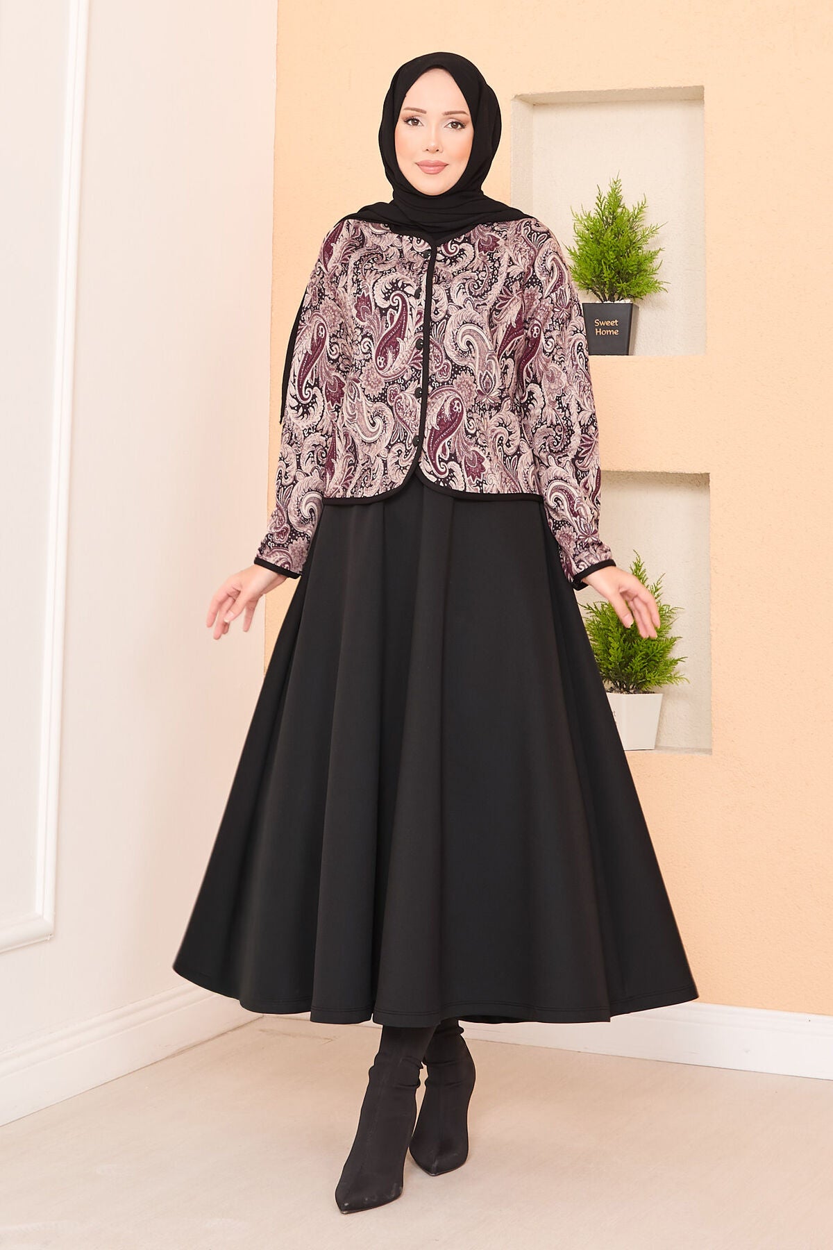 Croplu Jacket Skirt Set Black