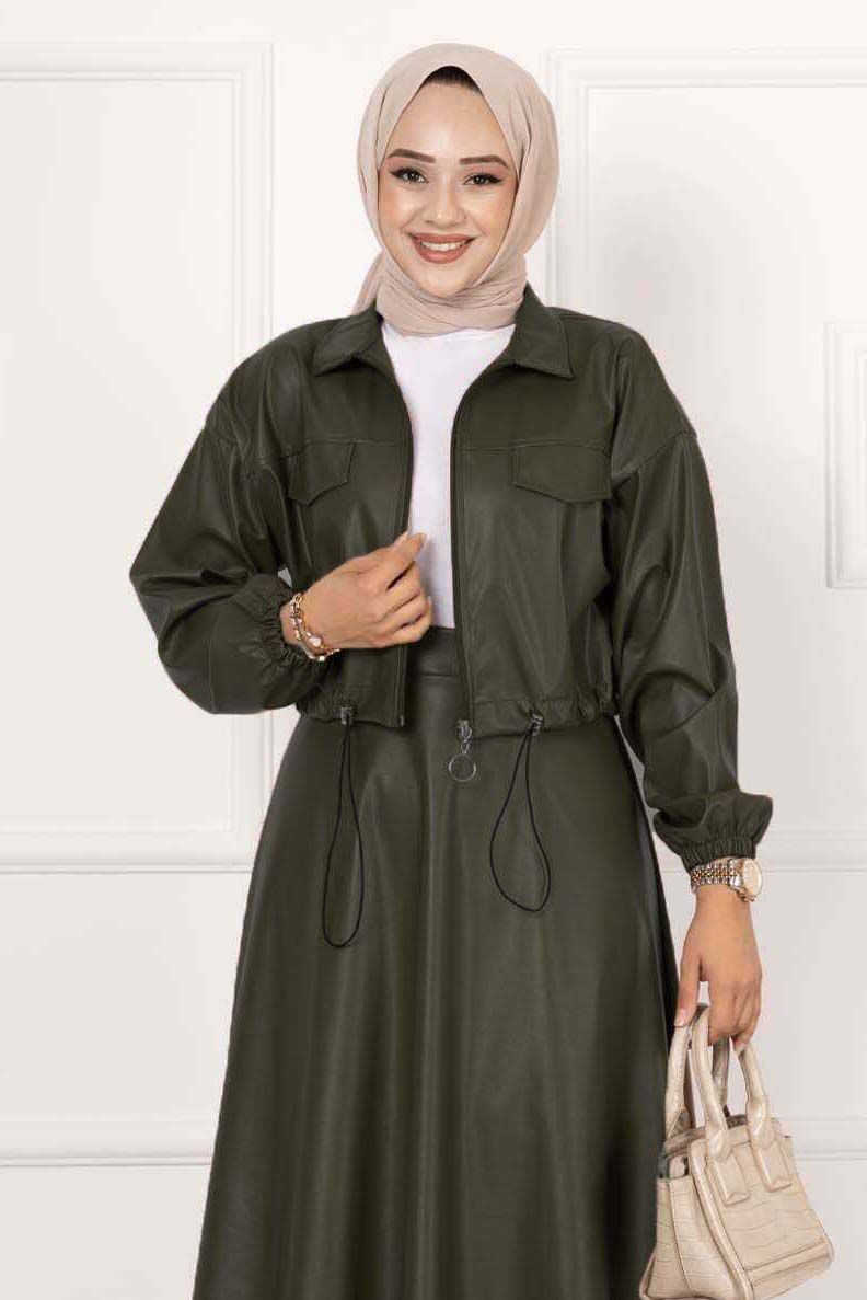 Etekli Deri Takım Haki