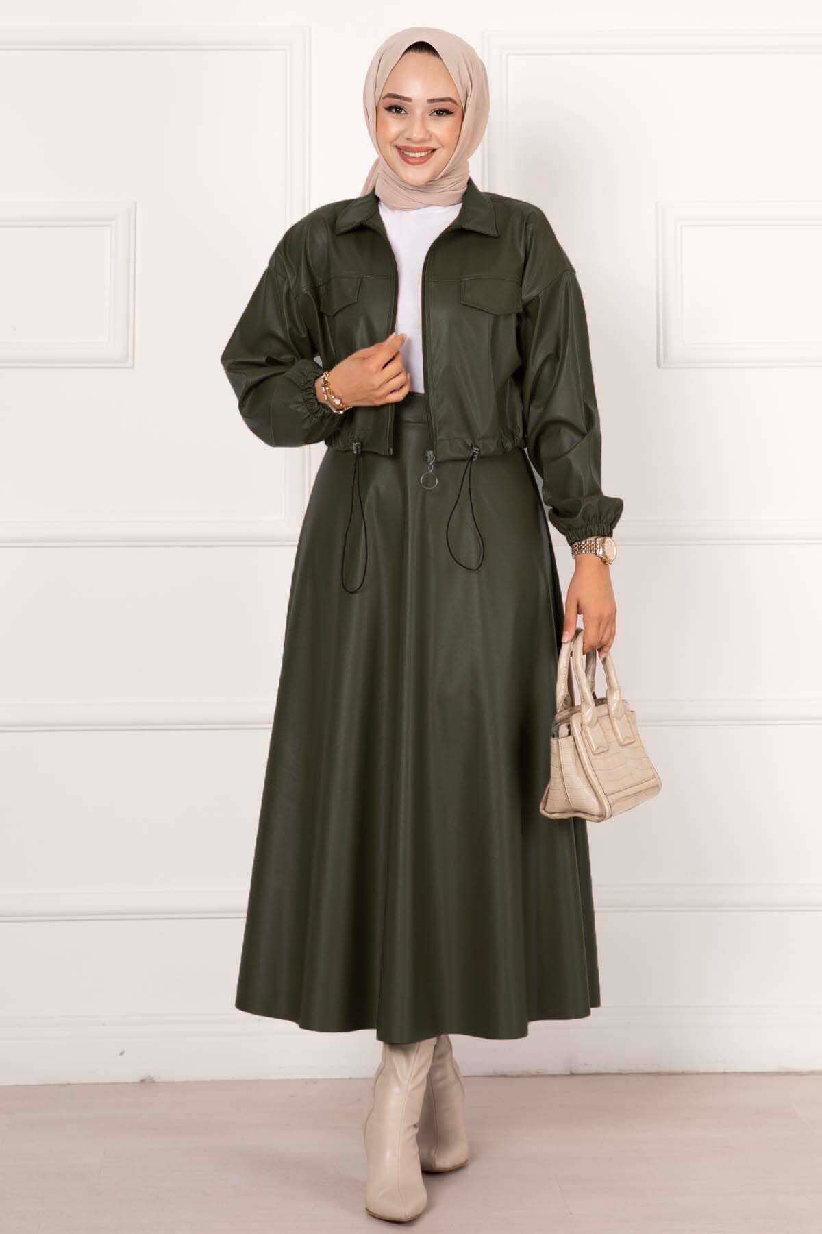 Etekli Deri Takım Haki