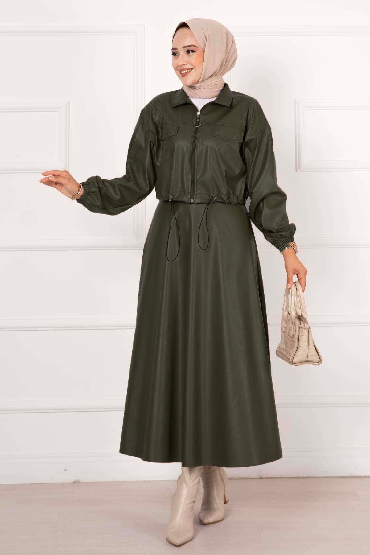 Etekli Deri Takım Haki