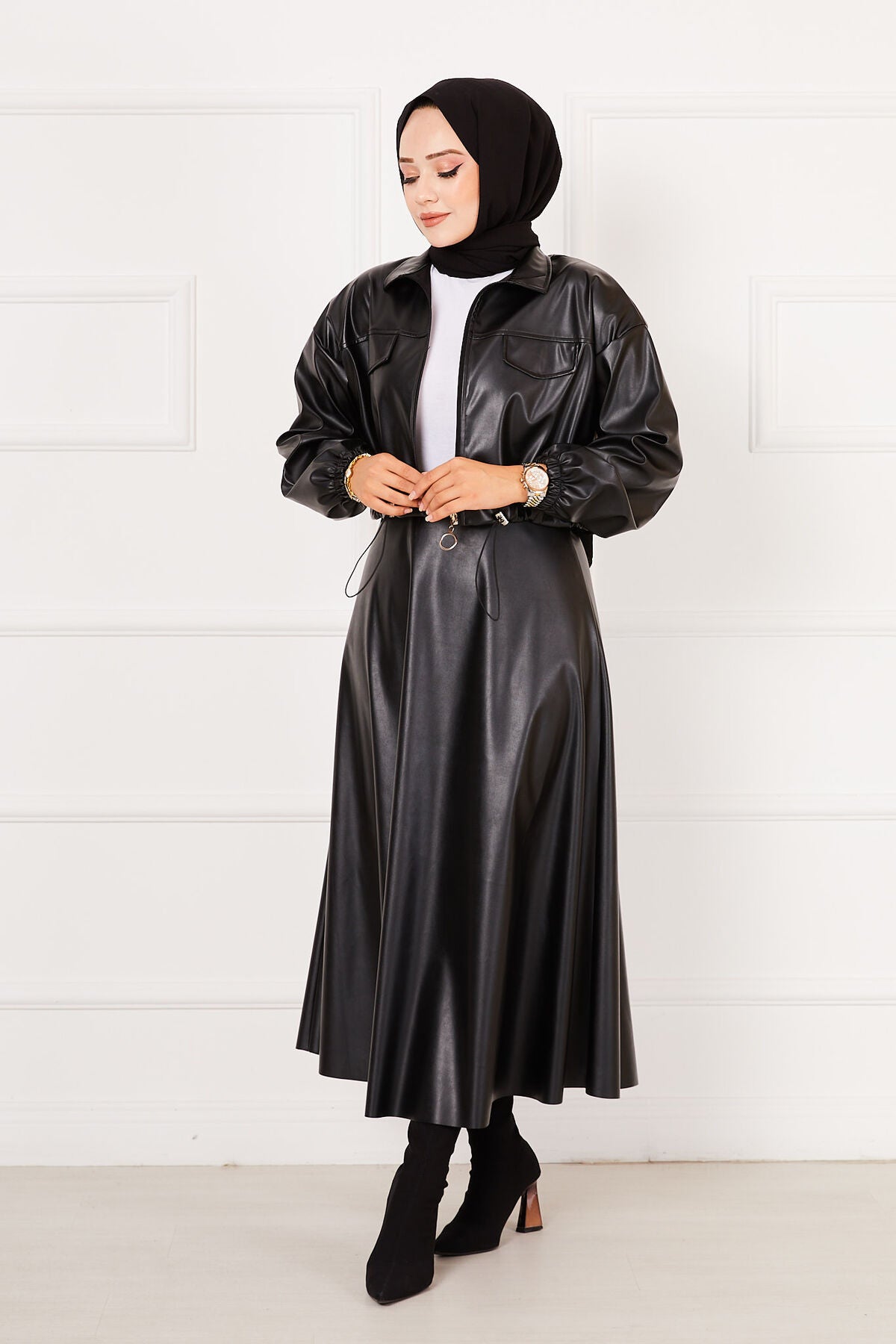 Skirt Leather Suit black