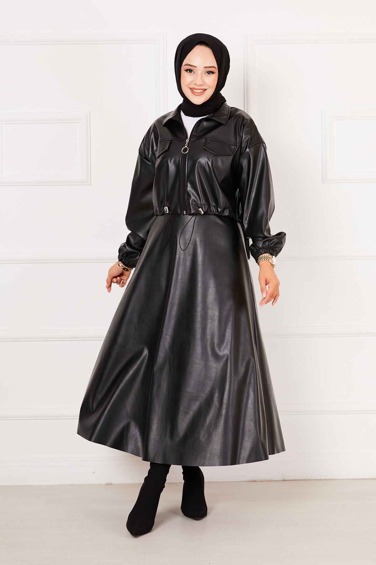 Skirt Leather Suit black