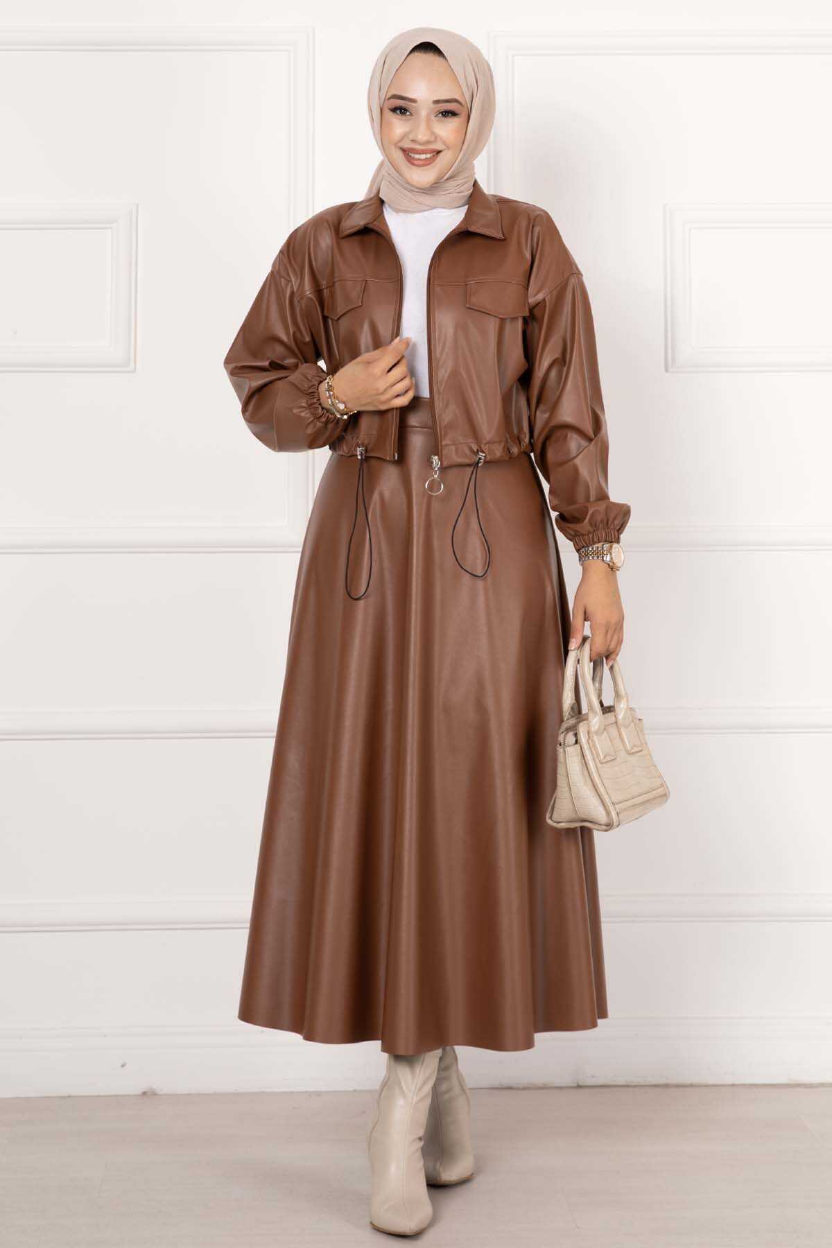 Skirt Leather Set Tan