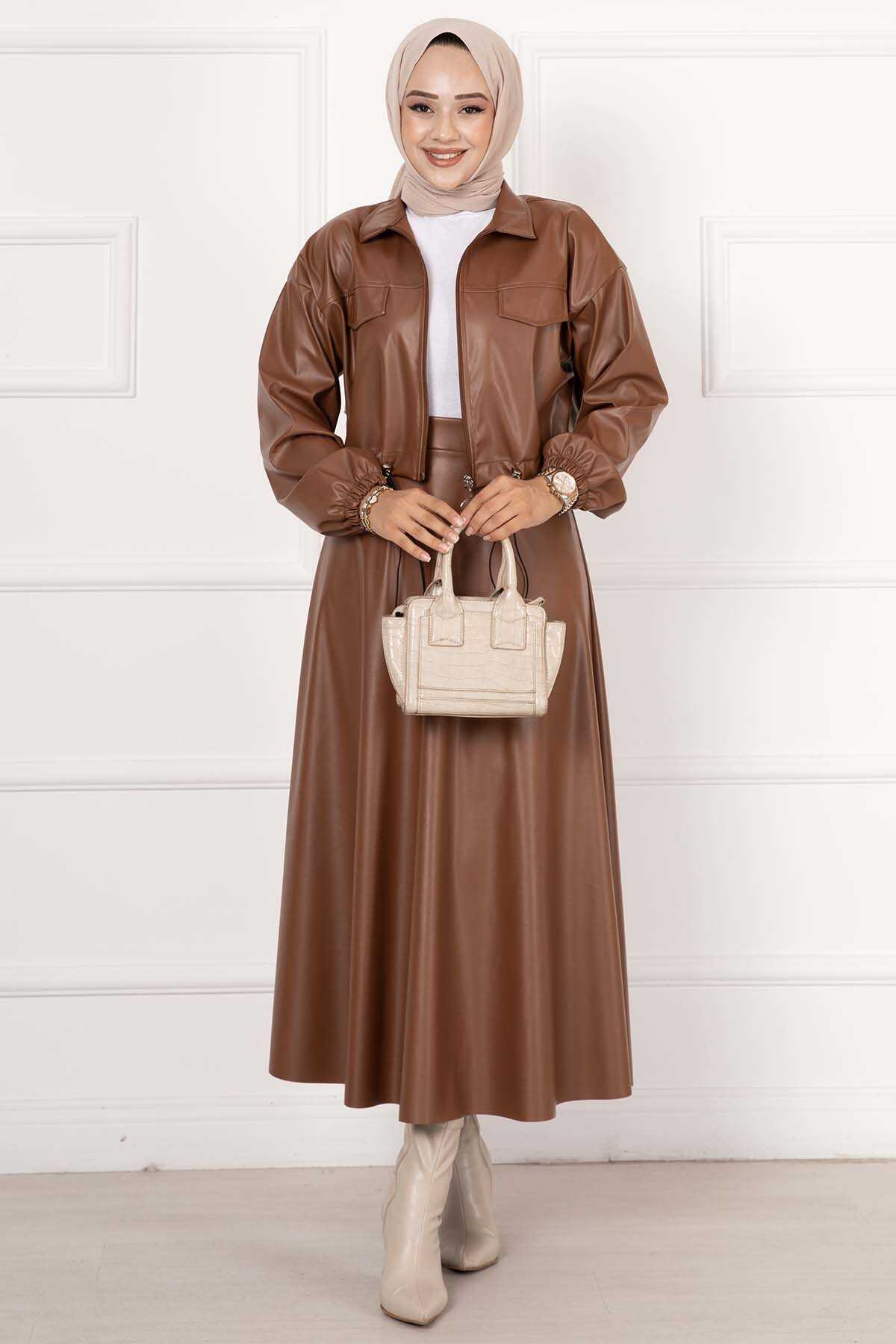 Skirt Leather Set Tan