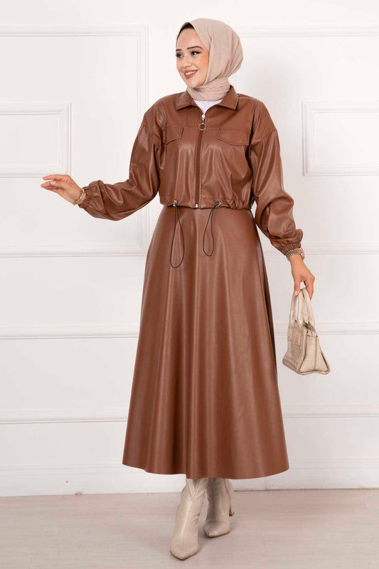 Etekli Lederanzug Taba