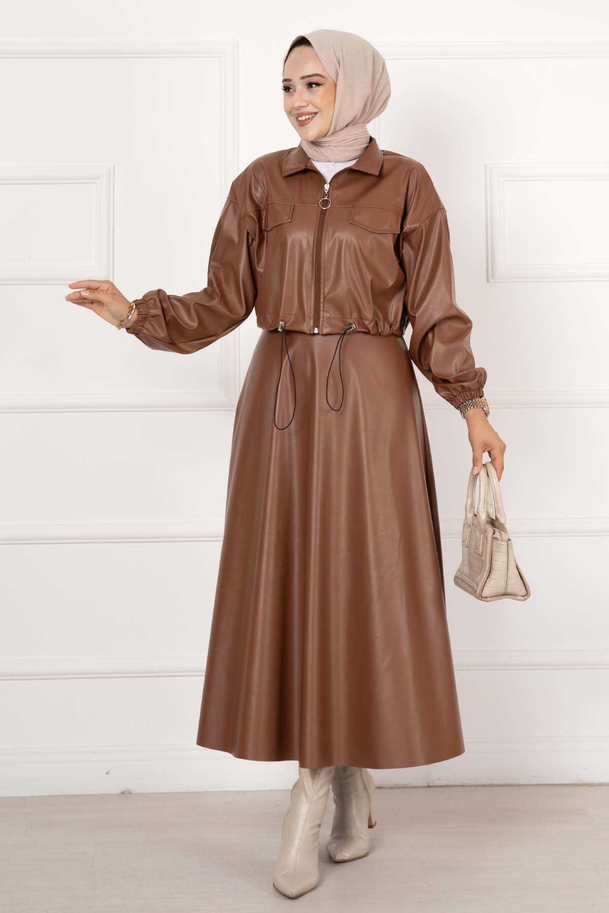 Skirt Leather Set Tan