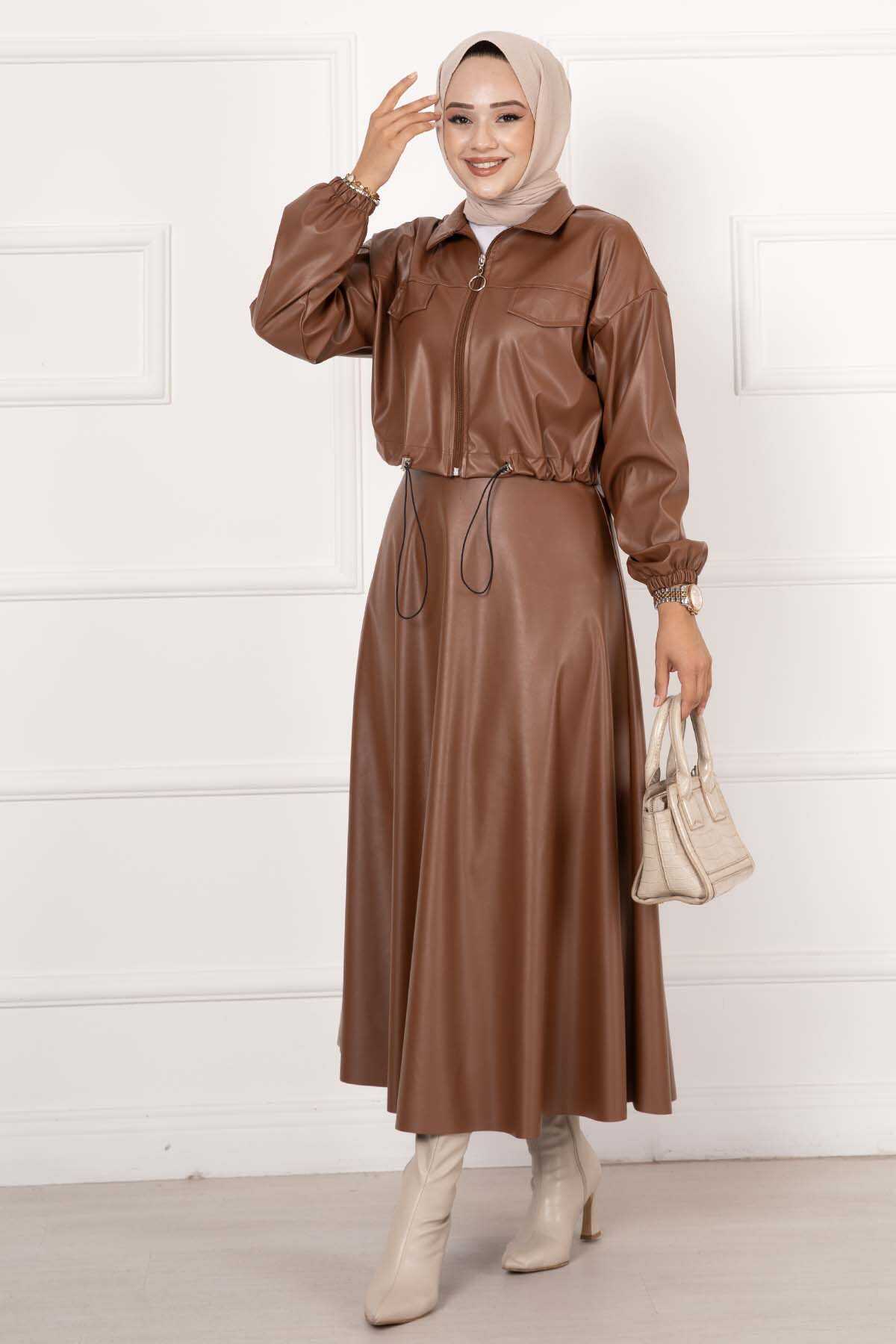 Skirt Leather Set Tan