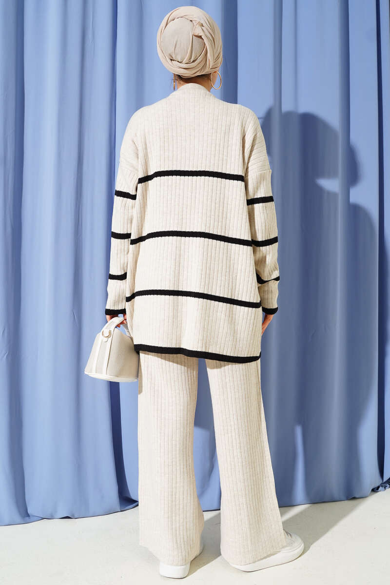 Fitilli Triko İkili Takım bej