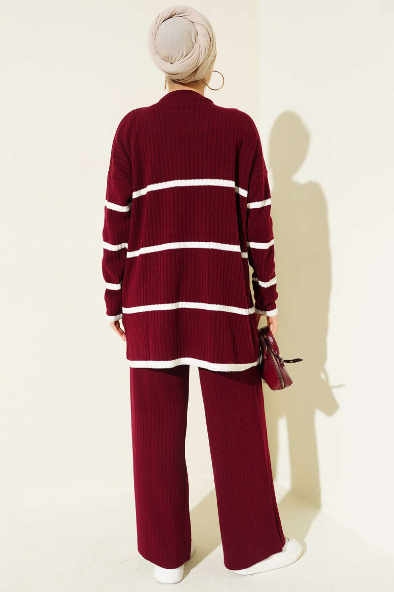 Fitilli Triko İkili Takım bordo