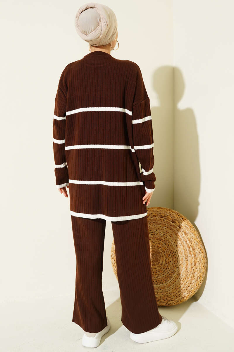 Fitilli  Triko İkili Takım kahverengi