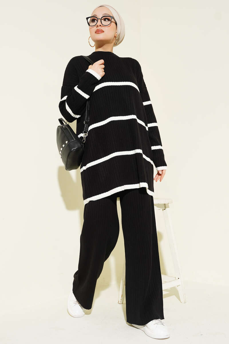 Fitilli Triko İkili Takım siyah