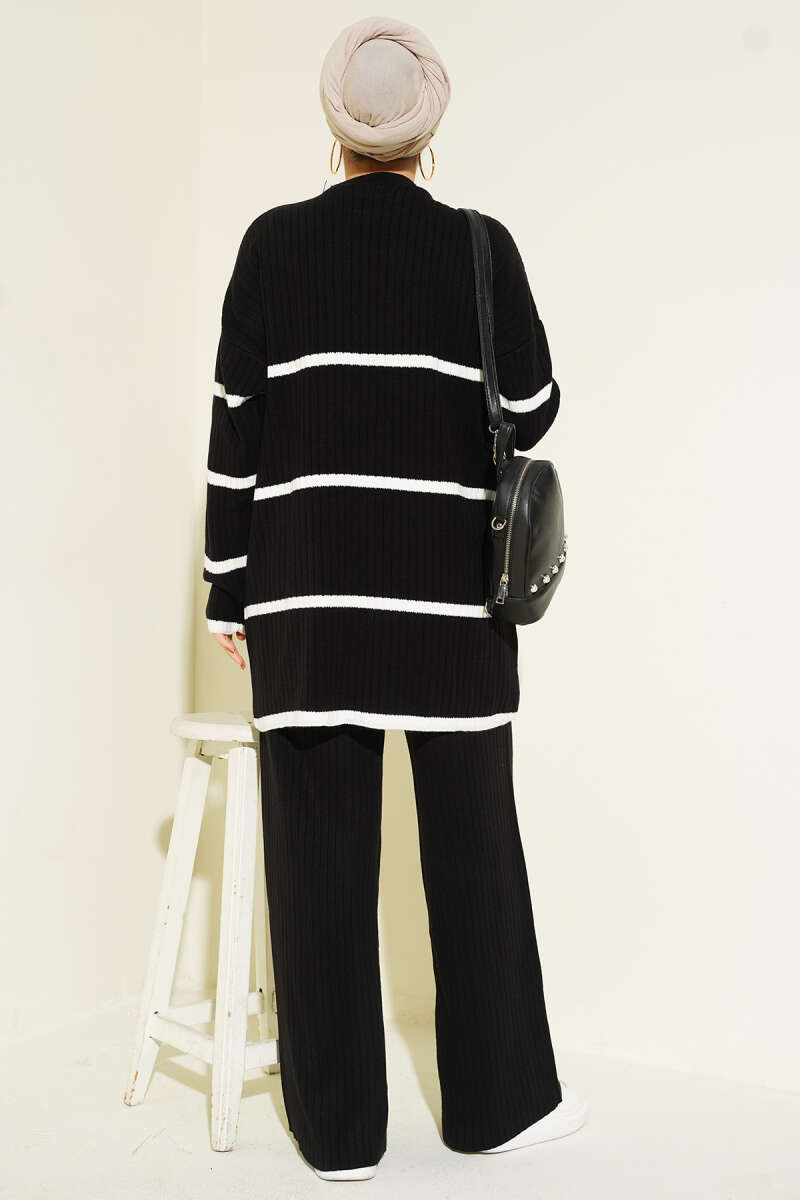 Fitilli Triko İkili Takım siyah