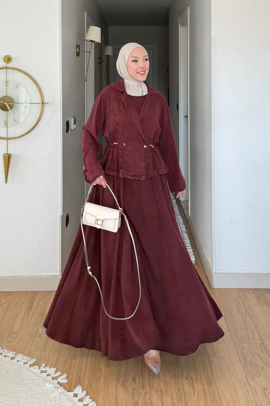 Tensel Ceket  Elbise Takım  bordo