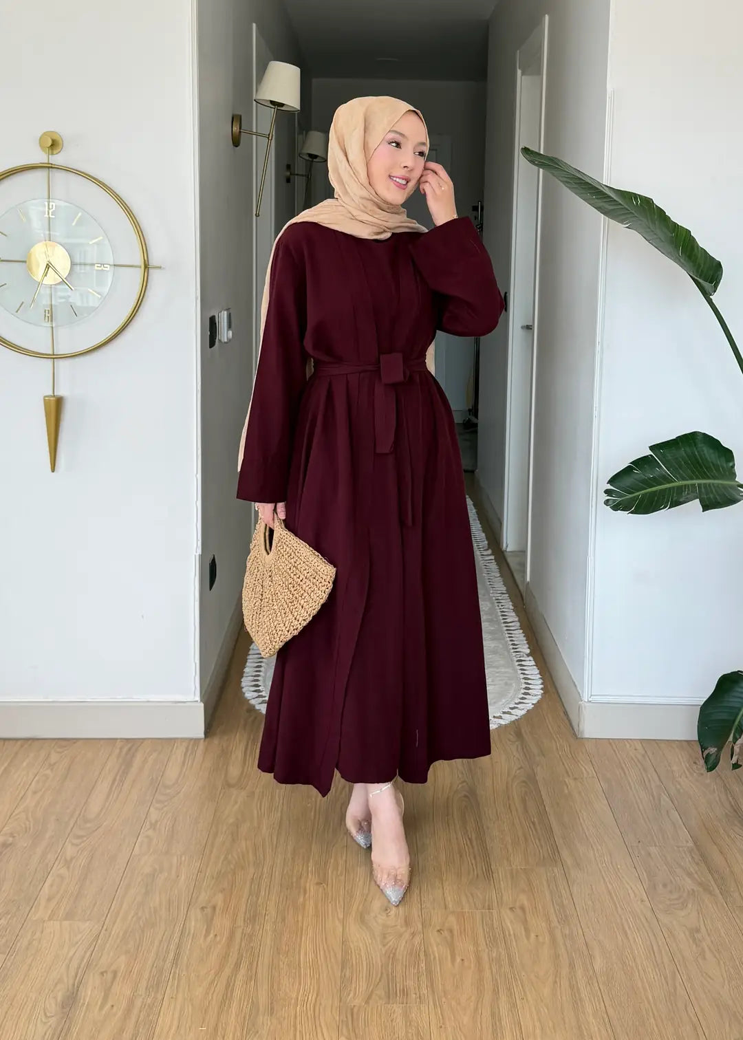 Keten Kimono Takım bordo